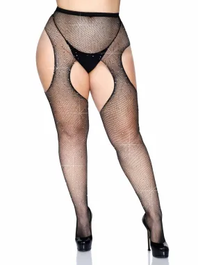 Casey Plus Rhinestone Fishnet Pantyhose