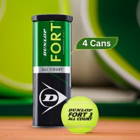 Dunlop Fort All Court Tennis Balls Dozen, Yellow (4 Cans)